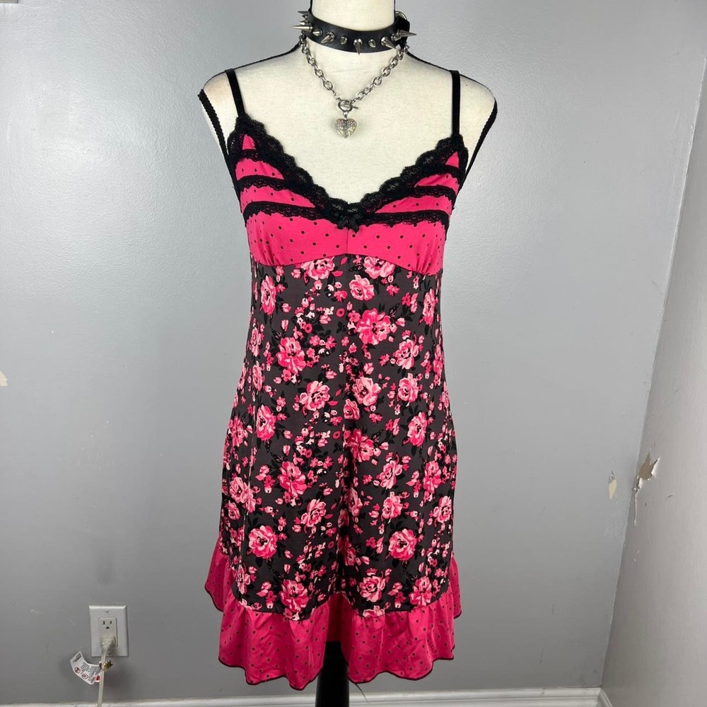 Y2k hot pink floral dress